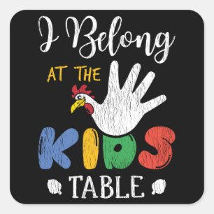 Ik hoor aan de kindertafel, leuk Kerstcadeau is ve Vierkante Sticker