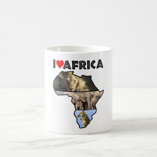 Ik hoor Afrika Afrikaanse kaart in Wildlife Collag Koffiemok