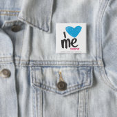 Ik hoor Aqua Vierkante Button 5,1 Cm (In situ)