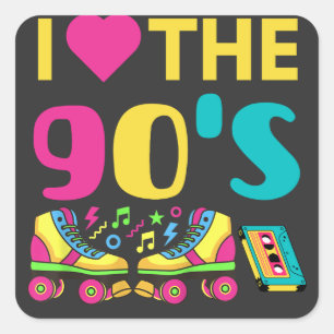 Ik hoor de 90S,  retro 90s outfit Vierkante Sticker