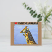 Ik hoor Giraffes in Zuid-Afrika Blauwe Sky Briefkaart (Staand voorkant)