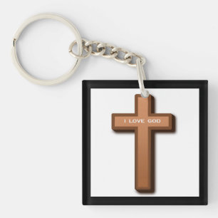 "IK HOOR GOD" KROSS SLEUTELHANGER