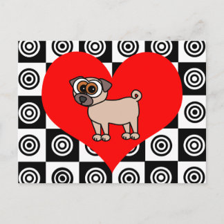 Ik hoor honden - Zwart, rood, wit Briefkaart