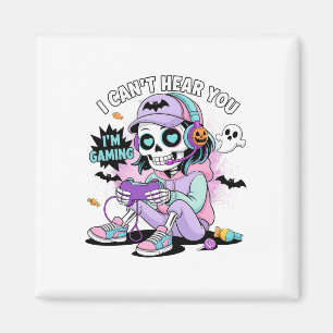 Ik hoor je niet, ik ben aan het gamen Meisje Skele Magneet