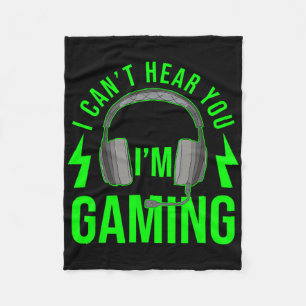 Ik hoor je niet, ik ben bezig met gamen T-shirt Fu Fleece Deken