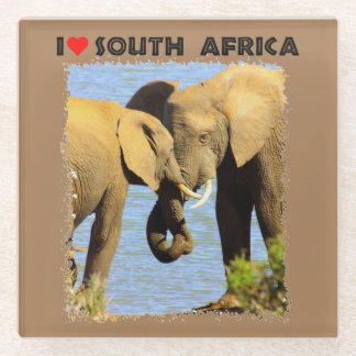 Ik hoor liefdevolle olifanten uit Zuid-Afrika Glazen Onderzetter