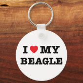 Ik hoor mijn Beagle Button Sleutelhanger (Voorkant)