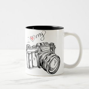 Ik hoor mijn camera Black en White Coffee Cup Tweekleurige Koffiemok
