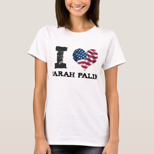 Ik hoor Sarah Palin (Amerikaanse vlag) T-shirt (Voorkant)