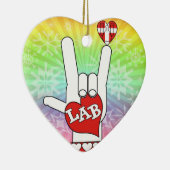 IK HOOR VAN DE LAB ASL SIGN KERAMISCH ORNAMENT (Rechts)