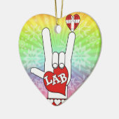IK HOOR VAN DE LAB ASL SIGN KERAMISCH ORNAMENT (Links)