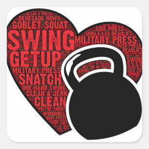 IK HOOR VAN KETTLEBELL ONTWERP VIERKANTE STICKER