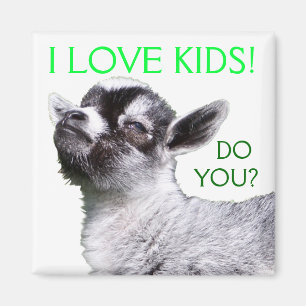 IK HOOR VAN KINDEREN. Baby Goat Square Magnet Magneet