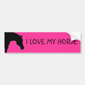 "IK HOOR VAN MIJN HORSE" roze bumper sticker (Voorkant)