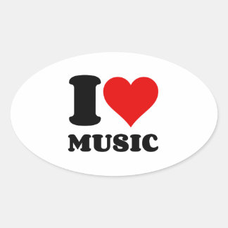 IK HOOR VAN MUZIEK HART OVALE STICKER