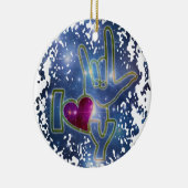 IK HOOR VAN U / gebarentaal Keramisch Ornament (Rechts)