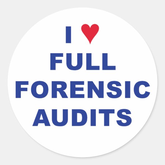 Ik hoor volledige forensische audits ronde sticker (Voorkant)