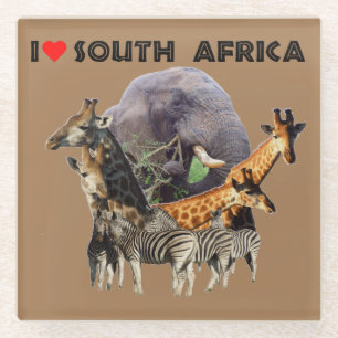 Ik hoor Zuid-Afrika Wildlife Collage Glazen Onderzetter