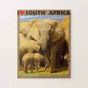 Ik hoor Zuid-Afrikaanse olifantenmoeder en kalf Legpuzzel