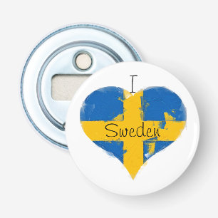 Ik hoor Zweedse vlag Button Flesopener