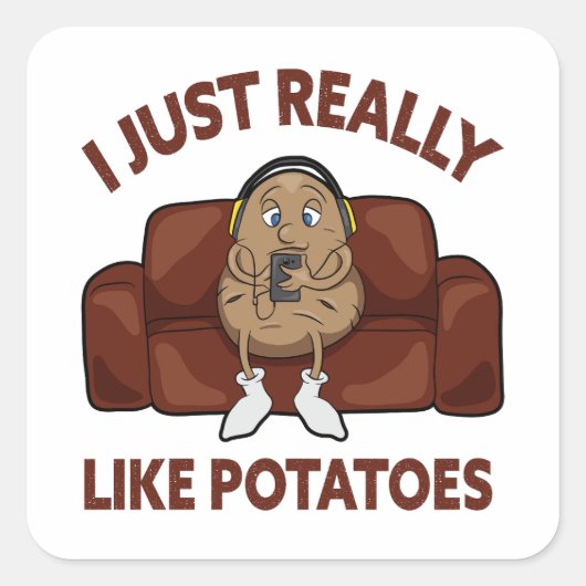 Ik hou echt van aardappelen - Cute Potato Vierkante Sticker (Voorkant)