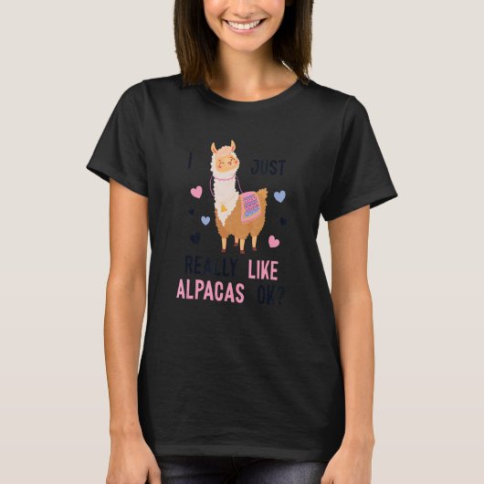 Ik hou echt van Alpacas Huacaya Pako Lama Alpac T-shirt (Voorkant)