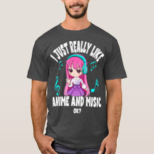 Ik hou echt van Anime en Music Girl chibi Anim T-shirt