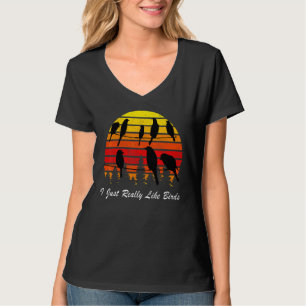 Ik hou echt van de zonsondergang van de vogelgrie t-shirt
