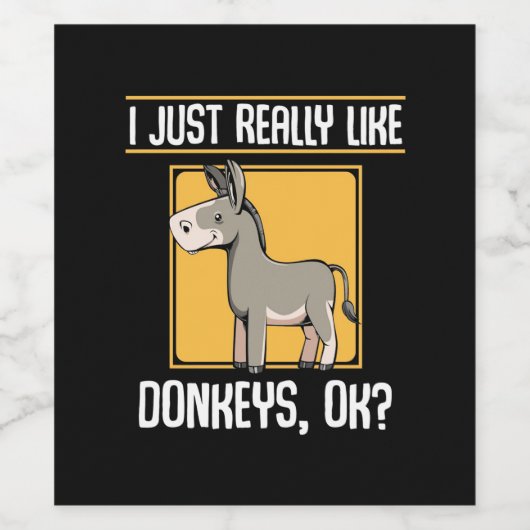 Ik hou echt van Donkeys Wijn Etiket (Enkel label)