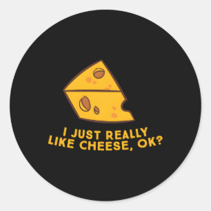 Ik hou echt van kaas OK Humor Kaas Ronde Sticker