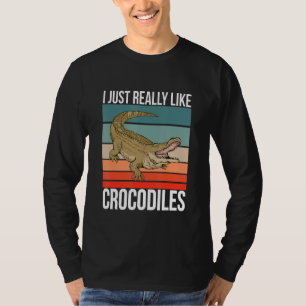 Ik hou echt van krokodillen Retro Croc Reptile T-shirt