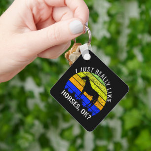 Ik hou echt van paarden in blauw en geel sleutelhanger