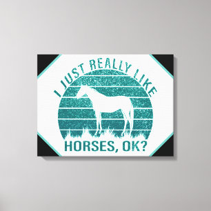 Ik hou echt van paarden in Marine Green Canvas Afdruk