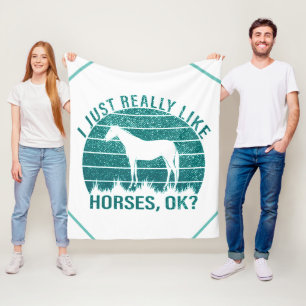 Ik hou echt van paarden in Marine Green Fleece Deken