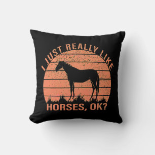 Ik hou echt van paarden in Oranje Tangerine Kussen