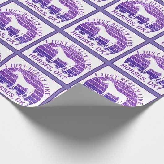 Ik hou echt van paarden in Paars Cadeaupapier (Hoek)