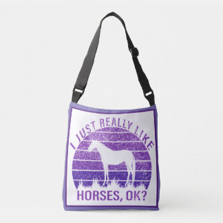 Ik hou echt van paarden in Paars Crossbody Tas