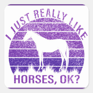 Ik hou echt van paarden in Paars Vierkante Sticker