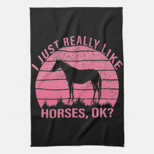 Ik hou echt van paarden in Roos roze Theedoek