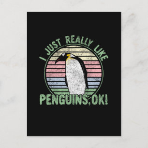 Ik hou echt van pinguïns. Retro Briefkaart