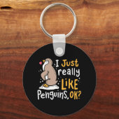 Ik hou echt van pinguïns. sleutelhanger (Voorkant)