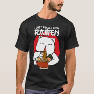 Ik hou echt van Ramen Cat Japanese Kat Noodle T-shirt