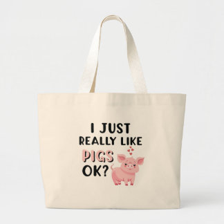 Ik hou echt van varkens. grote tote bag