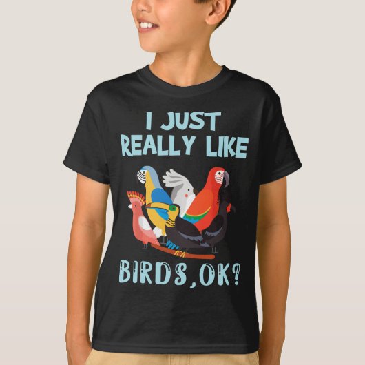 Ik hou echt van vogels, oké, grappige Toucan Macaw T-shirt (Voorkant)