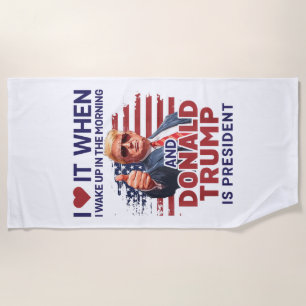 Ik hou ervan als ik wakker word en Trump is Presid Strandlaken