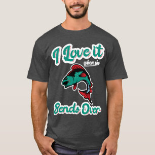 Ik hou ervan als ze over Mannen grappigheid Vist10 T-shirt