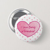 Ik hou ervan een oma Button roze harten te zijn (Voorkant /achterkant)