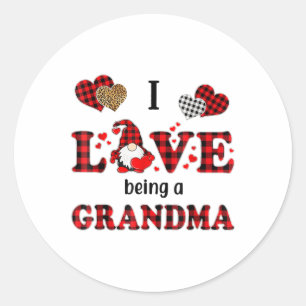 Ik hou ervan een oma Gnome Matching Family Valen t Ronde Sticker