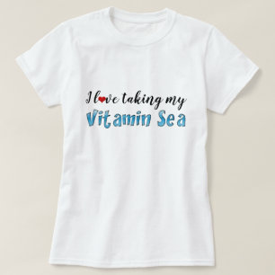 Ik hou ervan mijn Vitamine Zee Ocean Blue Typograf T-shirt