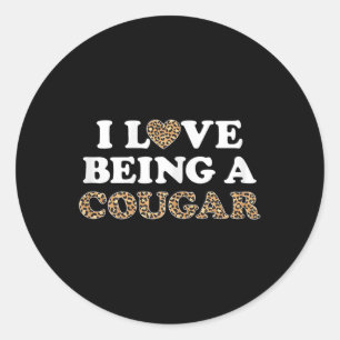 Ik hou ervan om een Cougar Outfit Cougars Heart Gi Ronde Sticker